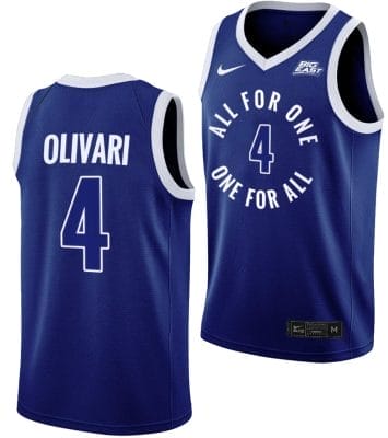 Quincy Olivari Jersey #4 Xavier Musketeers All For One Blue College Basketball Uniform