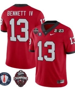 Stetson Bennett Jersey #13 Georgia Bulldogs Football 2023 Champions and Vince Dooley Patch Red All Stitched