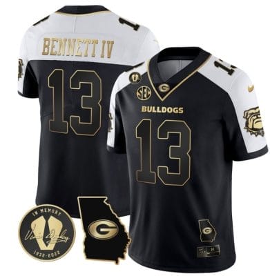Stetson Bennett Jersey #13 Georgia Bulldogs Football Vince Dooley Patch Georgia Map Alternate All Stitched
