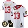 Stetson Bennett Jersey #13 Georgia Bulldogs Football Vince Dooley Patch Georgia Map White Gold Trim All Stitched