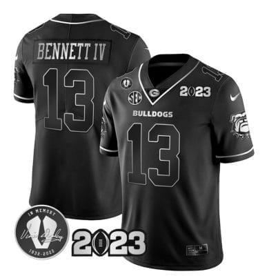 Stetson Bennett Jersey #13 Georgia Bulldogs Football Black Silver All Stitched