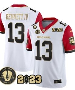 Stetson Bennett Jersey #13 Georgia Bulldogs Football Red Sleeves All Stitched