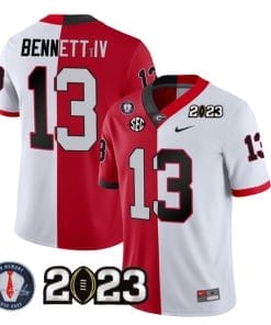 Stetson Bennett Jersey #13 Georgia Bulldogs Football Split Red White All Stitched