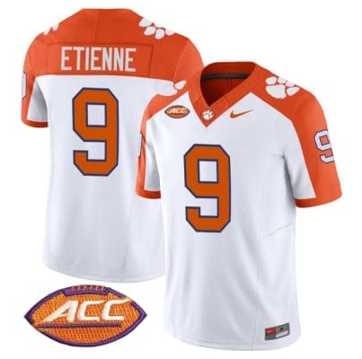 Travis Etienne Jersey #9 Clemson Tigers Vapor Limited Acc Patch College Football Stitched Inverted 8 Travis Etienne Jersey #9 Clemson Tigers Vapor Limited Acc Patch College Football Stitched Inverted