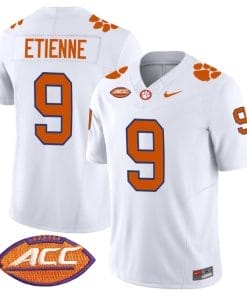 Travis Etienne Jersey #9 Clemson Tigers Vapor Limited Acc Patch College Football Stitched White