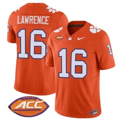 Trevor Lawrence Jersey #16 Clemson Tigers Vapor Limited Acc Patch College Football Stitched Orange
