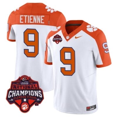 Travis Etienne Jersey #9 Clemson Tigers Vapor Limited Champions Patch College Football Stitched Inverted