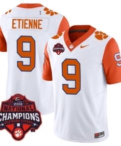 Travis Etienne Jersey #9 Clemson Tigers Vapor Limited Champions Patch College Football Stitched Orange Sleeves