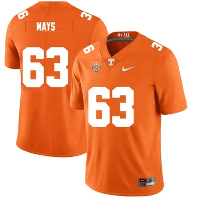 Tennessee Volunteers #63 Cooper Mays Jersey College Football New Orange