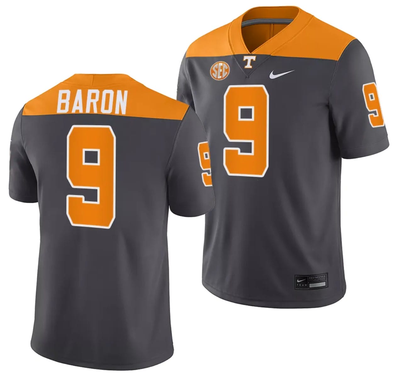 Tennessee Volunteers #9 Tyler Baron Jersey 2023 Artful Dodger Smokey Grey Alternate Football 1 Tennessee Volunteers #9 Tyler Baron Jersey 2023 Artful Dodger Smokey Grey Alternate Football