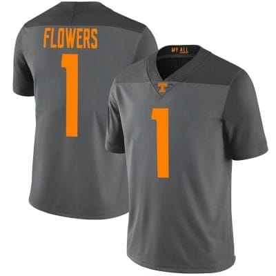 Tennessee Volunteers Trevon Flowers Jersey #1 College Football Gray