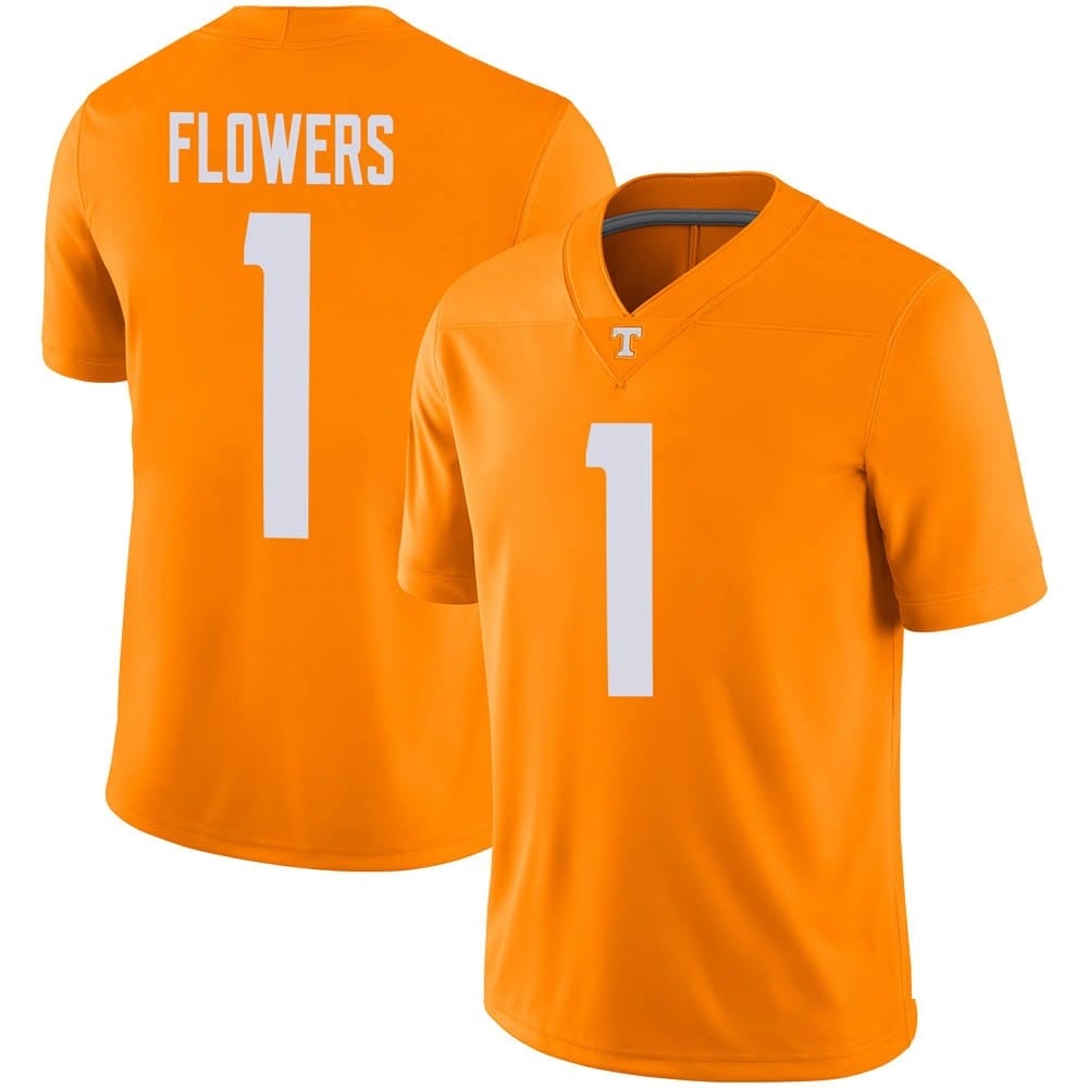 Tennessee Volunteers Trevon Flowers Jersey #1 College Football Orange 1 Tennessee Volunteers Trevon Flowers Jersey #1 College Football Orange