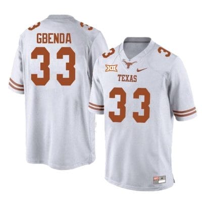 Texas Longhorns David Gbenda Jersey #33 College Football White