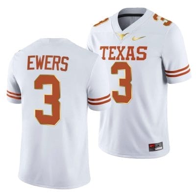 Texas Longhorns Quinn Ewers Jersey #3 College Football White 10 Texas Longhorns Quinn Ewers Jersey #3 College Football White
