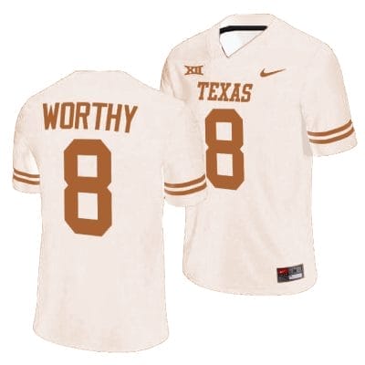 Texas Longhorns Xavier Worthy Jersey #8 College Football White 10 Texas Longhorns Xavier Worthy Jersey #8 College Football White