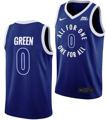 Trey Green Jersey #0 Xavier Musketeers All For One Blue College Basketball Uniform