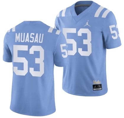 UCLA Bruins Darius Muasau Jersey #53 Alternate Game Light Blue Football Uniform