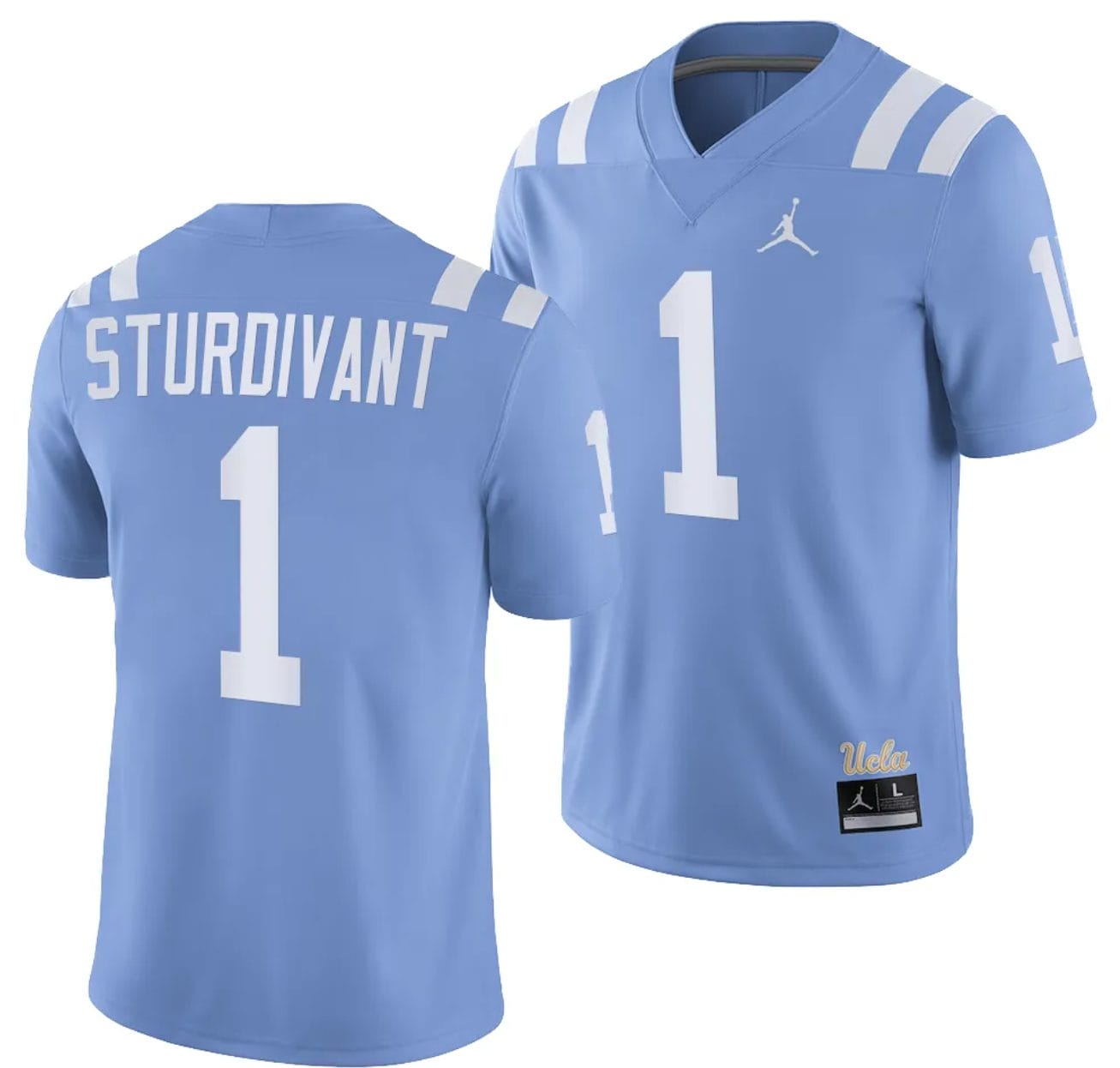 UCLA Bruins Michael Sturdivant Jersey #1 Alternate Game Light Blue Football Uniform 1 UCLA Bruins Michael Sturdivant Jersey #1 Alternate Game Light Blue Football Uniform