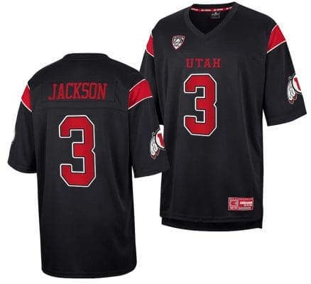 Utah Utes #3 JaQuinden Jackson Jersey Throwback College Football Black