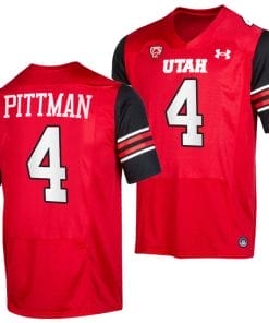 Utah Utes #4 Mycah Pittman Jersey College Football Team Wordmark Red