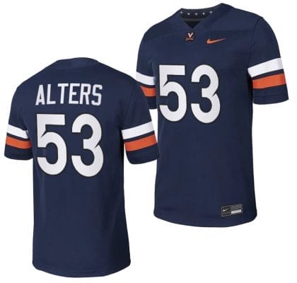 Virginia Cavaliers Jackson Sirmon Jersey #53 College NIL Football Game 2023 Navy 10 Virginia Cavaliers Jackson Sirmon Jersey #53 College NIL Football Game 2023 Navy