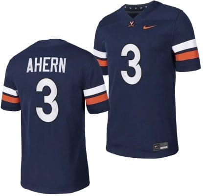 Virginia Cavaliers Josh Ahern Jersey #3 College NIL Football Game 2023 Navy