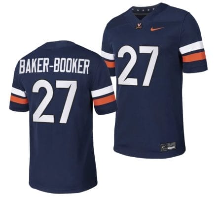 Virginia Cavaliers Trent Baker Booker Jersey #27 College NIL Football Game 2023 Navy 10 Virginia Cavaliers Trent Baker Booker Jersey #27 College NIL Football Game 2023 Navy