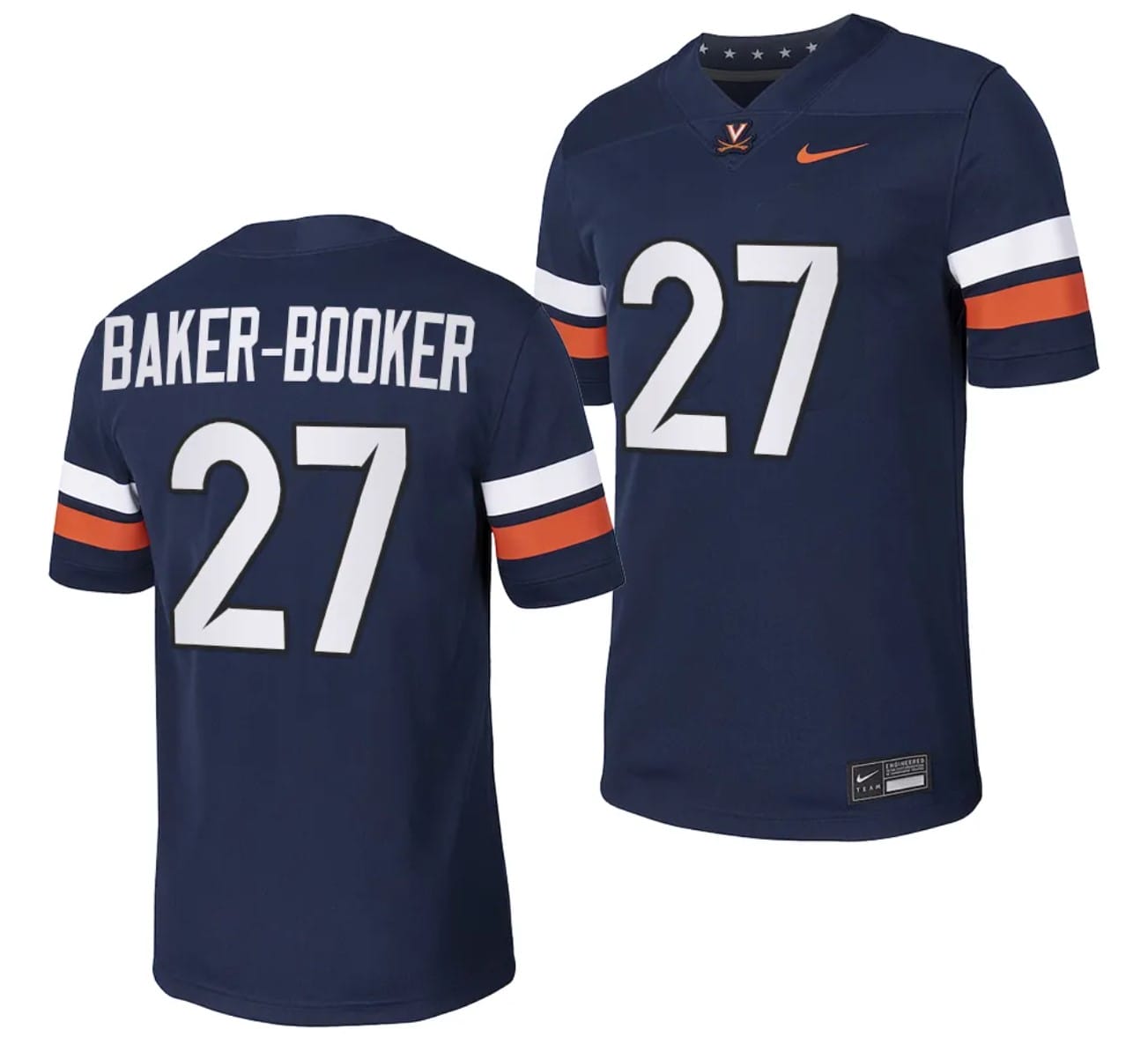 Virginia Cavaliers Trent Baker Booker Jersey #27 College NIL Football Game 2023 Navy 1 Virginia Cavaliers Trent Baker Booker Jersey #27 College NIL Football Game 2023 Navy