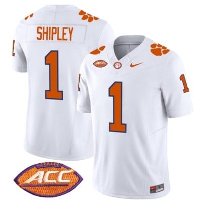 Will Shipley Jersey #1 Clemson Tigers Vapor Limited Acc Patch College Football Stitched White