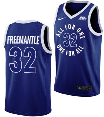 Zach Freemantle Jersey #32 Xavier Musketeers All For One Blue College Basketball Uniform
