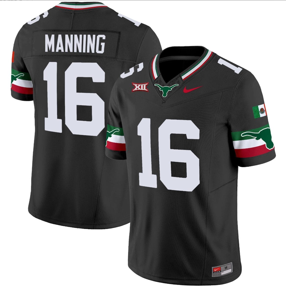 Arch Manning Jersey #16 Texas Longhorns Mexico Vapor College Football Black 1 Arch Manning Jersey #16 Texas Longhorns Mexico Vapor College Football Black