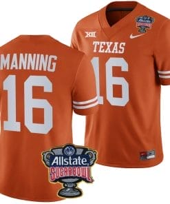 Arch Manning Jersey #16 Texas Longhorns Allstate Sugar Bowl Patch 2024 College Football Orange