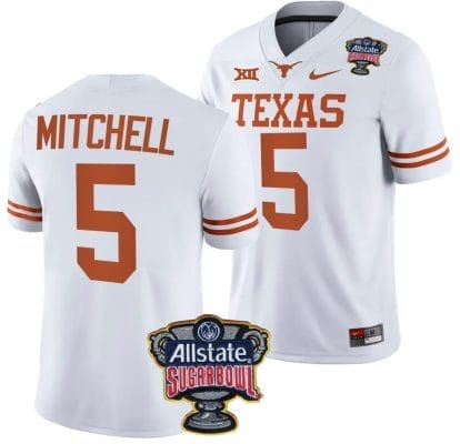 Adonai Mitchell Jersey #5 Texas Longhorns Allstate Sugar Bowl Patch 2024 College Football White