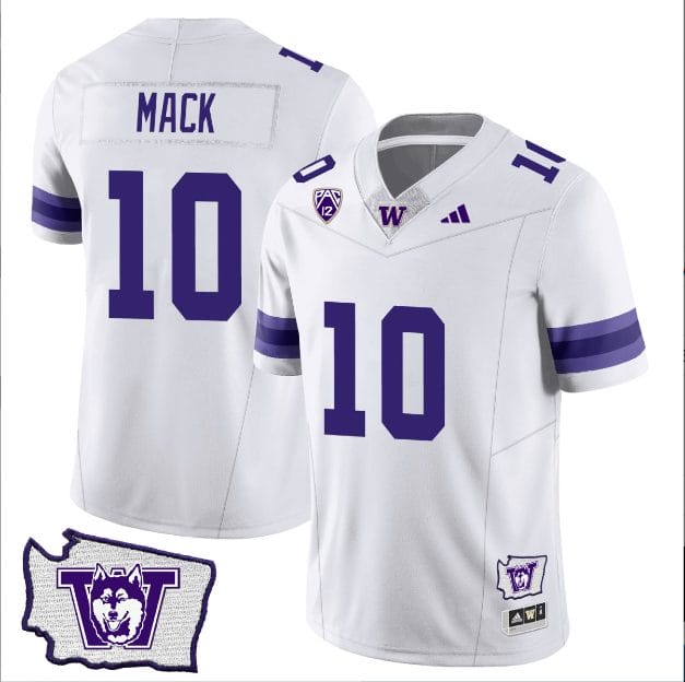 Austin Mack Jersey #10 Washington Huskies Washington Map Patch Football White 1 Austin Mack Jersey #10 Washington Huskies Washington Map Patch Football White