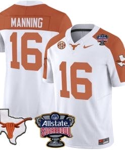 Arch Manning Jersey #16 Texas Longhorns Sugar Bowl Patch Vapor Football Inverted