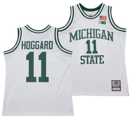 AJ Hoggard Jersey #11 Michigan State Spartans 125th Basketball Anniversary 1990 Throwback White 8 AJ Hoggard Jersey #11 Michigan State Spartans 125th Basketball Anniversary 1990 Throwback White