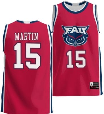 Alijah Martin Jersey #15 FAU Owls NIL College Basketball Lightweight Red 8 Alijah Martin Jersey #15 FAU Owls NIL College Basketball Lightweight Red
