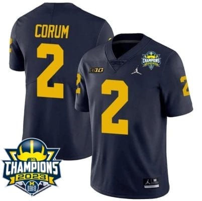 Blake Corum Jersey #9 Michigan Wolverines 2023 Big Ten Champions Patch Stitched Navy 8 Blake Corum Jersey #9 Michigan Wolverines 2023 Big Ten Champions Patch Stitched Navy