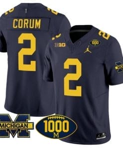 Blake Corum Jersey #2 Michigan Wolverines 1000 Wins Patch Vapor College Football Navy