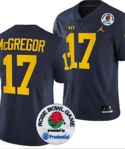 Braiden McGregor Jersey #17 Michigan Wolverines Rose Bowl Game 2024 Patch College Football Playoff Navy