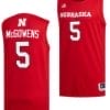 Bryce McGowens Jersey #5 Nebraska Cornhuskers Basketball Swingman 2023-24 Red