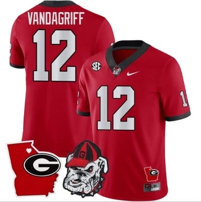 Brock Vandagriff Jersey #12 Georgia Bulldogs Georgia State Map College Football Stitched Red