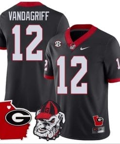 Brock Vandagriff Jersey #12 Georgia Bulldogs Georgia State Map College Football Stitched Black