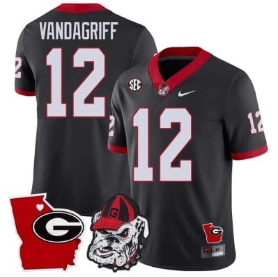 Brock Vandagriff Jersey #12 Georgia Bulldogs Georgia State Map College Football Stitched Black