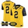 Blake Corum Jersey #2 Michigan Wolverines 1000 Wins Patch Vapor College Football Navy Sleeves