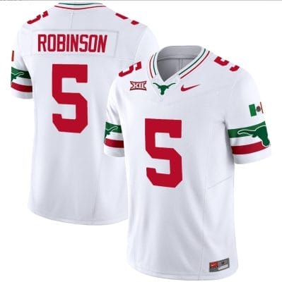 Bijan Robinson Jersey #5 Texas Longhorns Mexico Vapor College Football White
