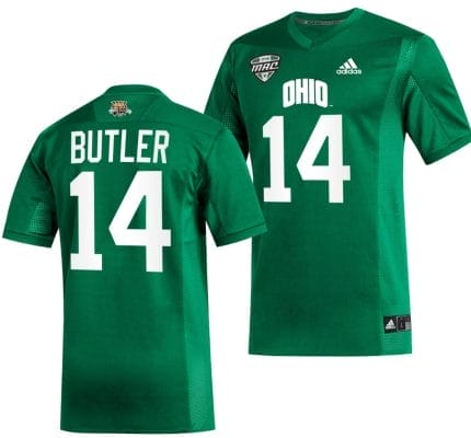 Bryce Butler Jersey #14 Ohio Bobcats College Football Uniform Green 8 Bryce Butler Jersey #14 Ohio Bobcats College Football Uniform Green