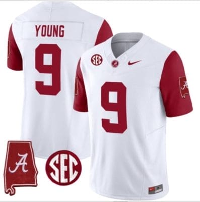 Bryce Young Jersey #9 Alabama Crimson Tide Vapor Stitched Football Alabama Map Crimson Sleeves