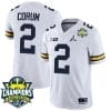 Blake Corum Jersey #9 Michigan Wolverines 2023 Big Ten Champions Patch Stitched White