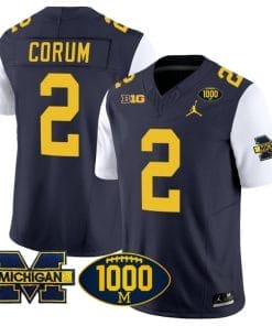 Blake Corum Jersey #2 Michigan Wolverines 1000 Wins Patch Vapor College Football White Sleeves